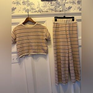 Rylee + Cru 2 pc knit wide leg set- M / 10/12